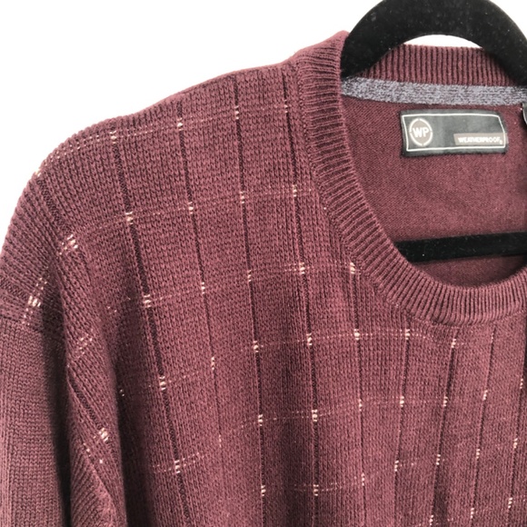 Weatherproof Mens Sweater‎ Size XXL Burgundy Wine Fitted Waist Cuffs Pullover - Picture 3 of 13